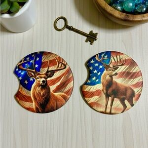 Patriotic Deer Car Coasters
